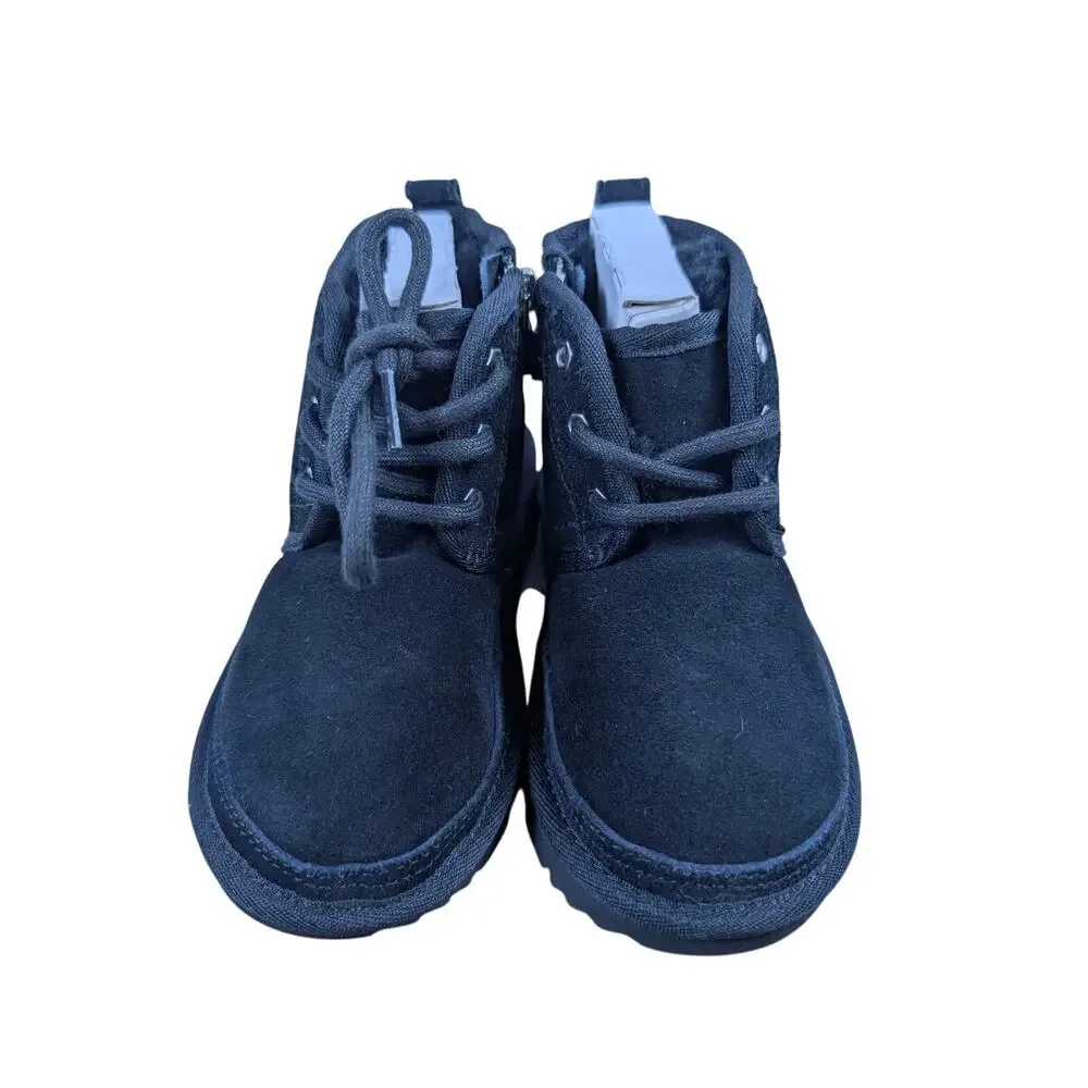 UGG‎ Toddlers 10 Neumel II Boots Black Suede UGG Plush Booties Zip Lace up NWB